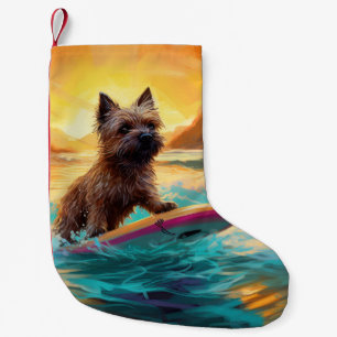 Cairn Terrier Beach Surfmalerei Kleiner Weihnachtsstrumpf