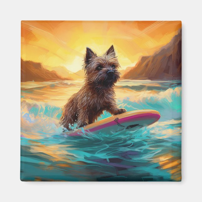 Cairn Terrier Beach Surfmalerei Magnet (Vorne)