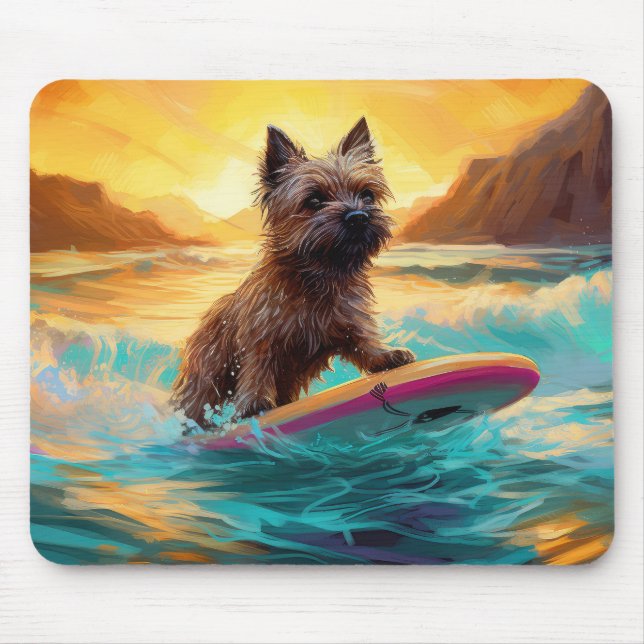 Cairn Terrier Beach Surfmalerei Mousepad (Vorne)