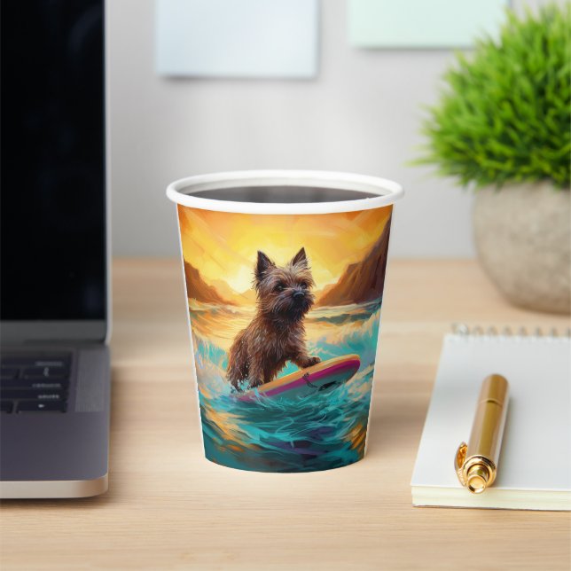 Cairn Terrier Beach Surfmalerei Pappbecher (InSitu)
