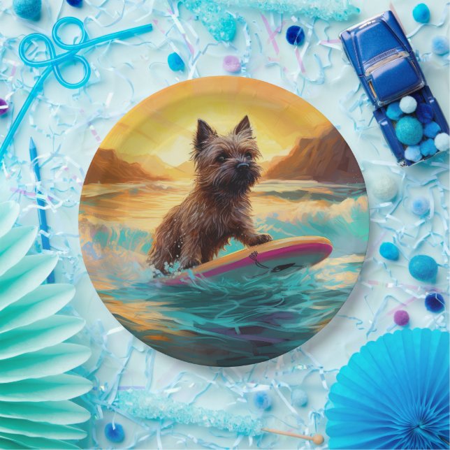 Cairn Terrier Beach Surfmalerei Pappteller (Party)
