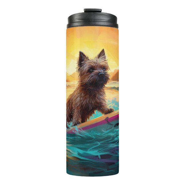 Cairn Terrier Beach Surfmalerei Thermosbecher (Vorderseite)