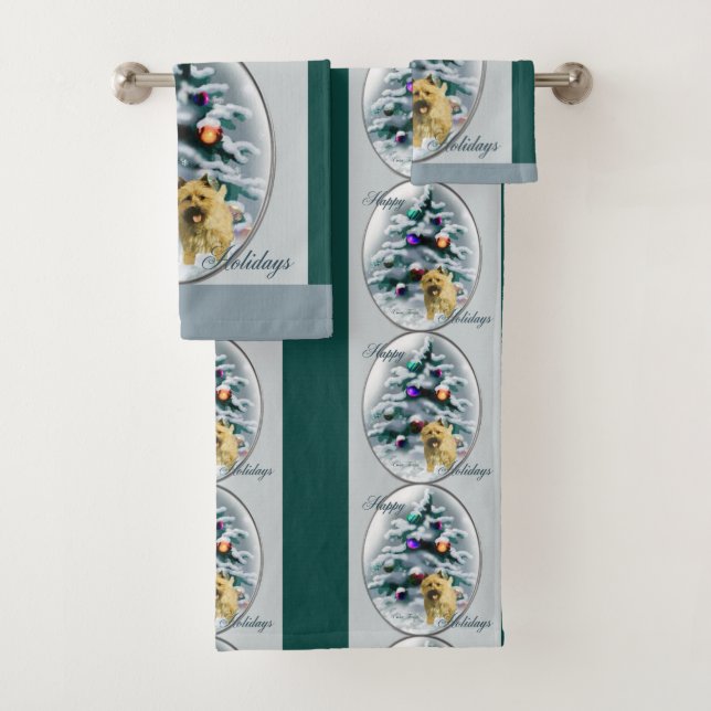 Cairn Terrier Christmas Badhandtuch Set (Insitu)