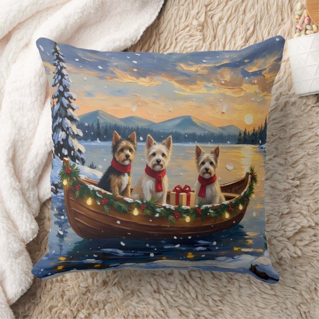 Cairn Terrier Christmas Boat Holiday Kissen (Decke)