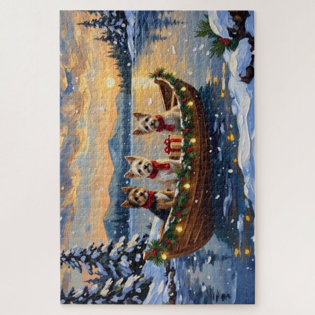 Cairn Terrier Christmas Boat Holiday Puzzle (Vertikal)