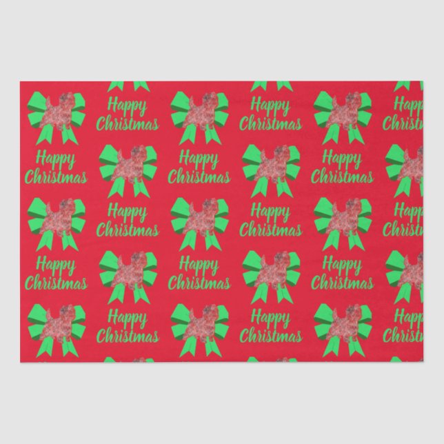 Cairn Terrier Christmas Dog & Bow Red Seidenpapier (Vorderseite)