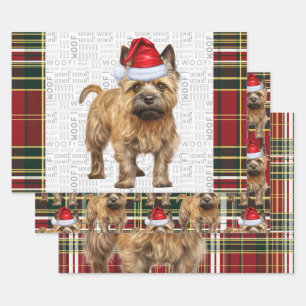 Cairn Terrier Christmas Dog Red Green Kariert Geschenkpapier Set