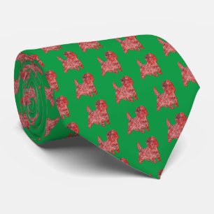 Cairn Terrier Christmas Dog Silhouette Green Neck Krawatte
