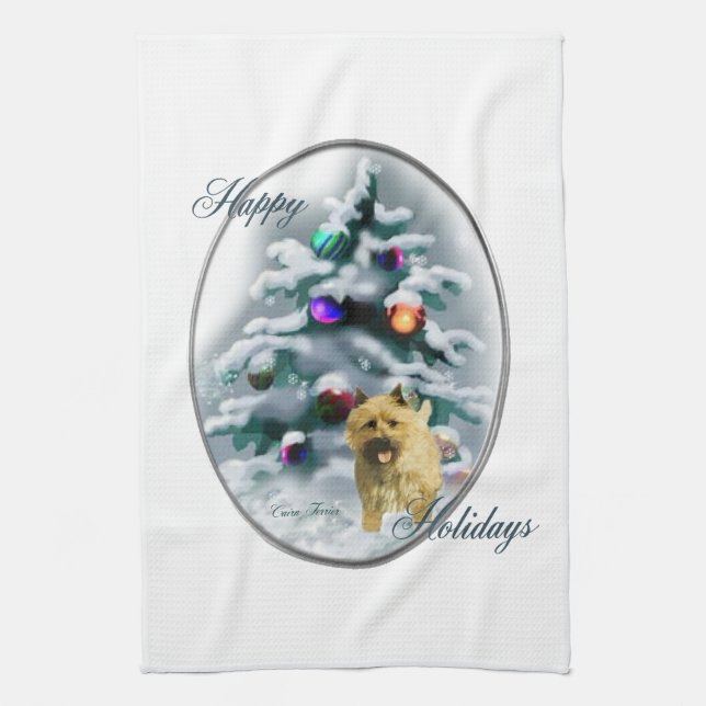 Cairn Terrier Christmas Geschirrtuch (Vertikal)