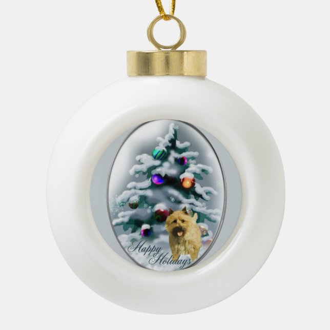 Cairn Terrier Christmas Keramik Kugel-Ornament (Vorderseite)