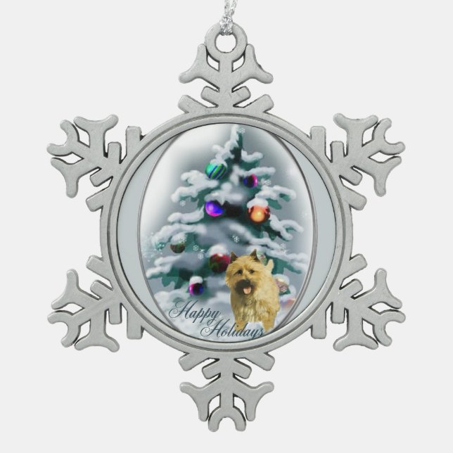 Cairn Terrier Christmas Schneeflocken Zinn-Ornament (Vorderseite)