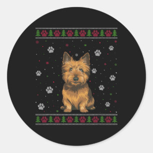 Cairn Terrier Christmas Sweater Xmas Haustier Do Runder Aufkleber