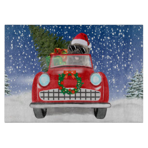 Cairn Terrier Dog Autofahrer im Schnee Weihnachten Schneidebrett