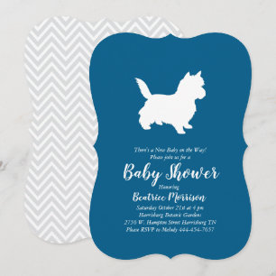 Cairn Terrier Dog Baby Shower Blue Boy Einladung