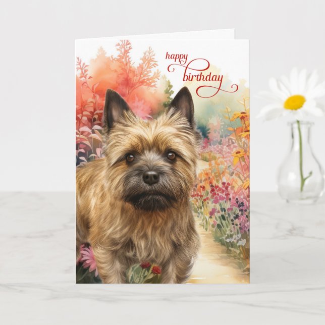 Cairn Terrier Dog Birthday Wishes Garden Path Karte (Kleine Pflanze)