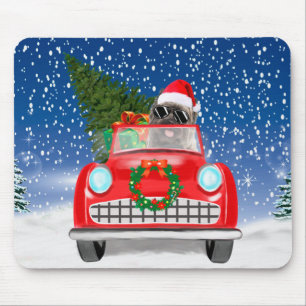 Cairn Terrier Dog Driving Car In Snow Christmas  Mousepad
