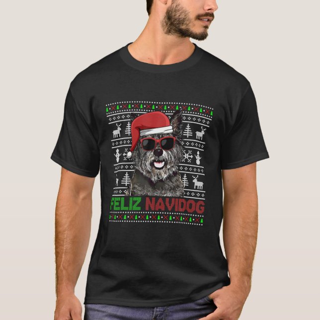 Cairn Terrier Dog Feliz Navidog Funny Christmas T-Shirt (Vorderseite)