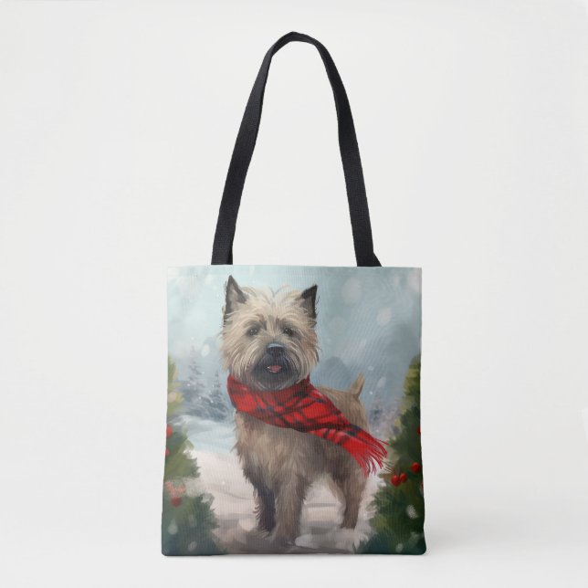 Cairn Terrier Dog im Schnee Weihnachten (Vorderseite)