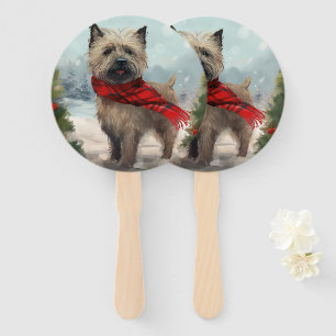 Cairn Terrier Dog im Schnee Weihnachten Fächer