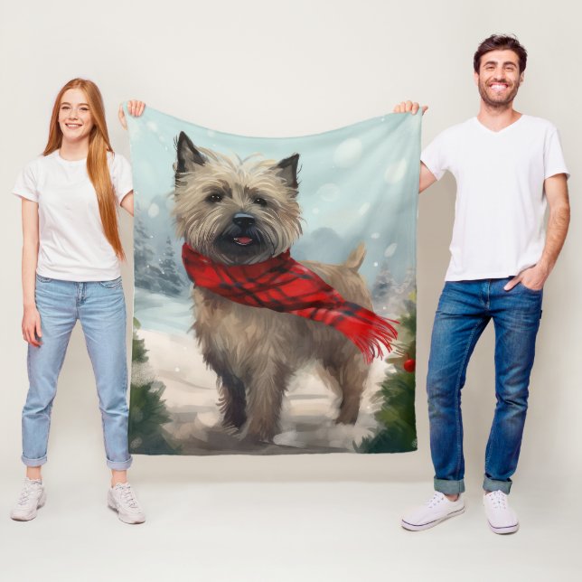 Cairn Terrier Dog im Schnee Weihnachten Fleecedecke (Beispiel)