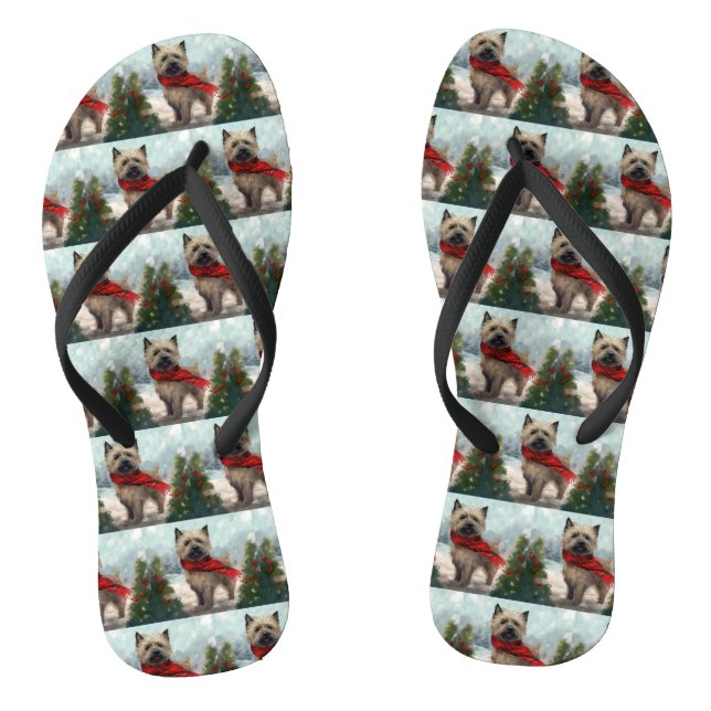 Cairn Terrier Dog im Schnee Weihnachten Flip Flops (Fußbett)