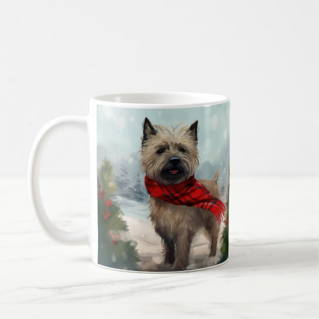 Cairn Terrier Dog im Schnee Weihnachten Kaffeetasse (Links)