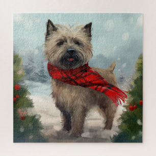 Cairn Terrier Dog im Schnee Weihnachten Puzzle