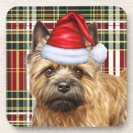 Cairn Terrier Dog mit Kariertem Weihnachtsfest Getränkeuntersetzer
