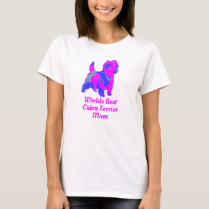 Cairn Terrier Dog Mum Pink & Blue Silhouette T-Shirt