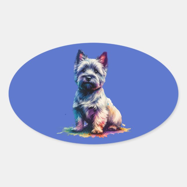 Cairn Terrier Dog Ovaler Aufkleber (Vorderseite)