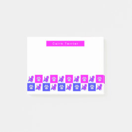 Cairn Terrier Dog & Paw Hot Pink & Blue Post-it Klebezettel