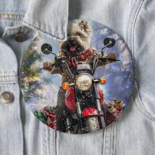 Cairn Terrier Dog Riding Motorrad Weihnachten Button