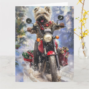 Cairn Terrier Dog Riding Motorrad Weihnachten Karte