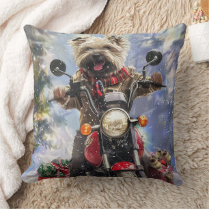 Cairn Terrier Dog Riding Motorrad Weihnachten Kissen