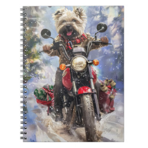 Cairn Terrier Dog Riding Motorrad Weihnachten Notizblock