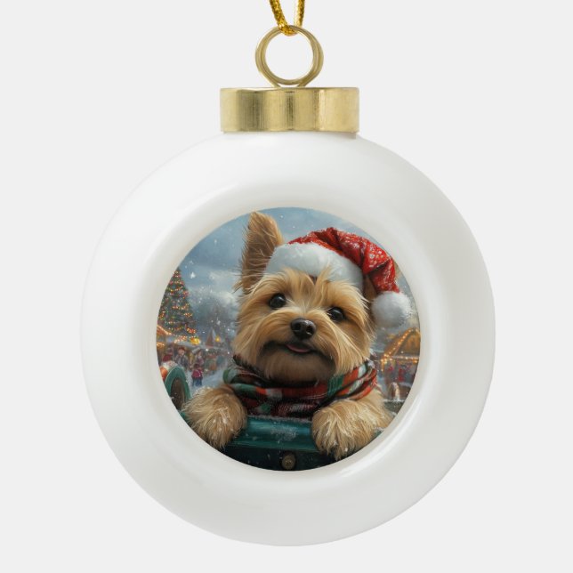 Cairn Terrier Dog Roller Untersetzer Weihnachten Keramik Kugel-Ornament (Vorderseite)