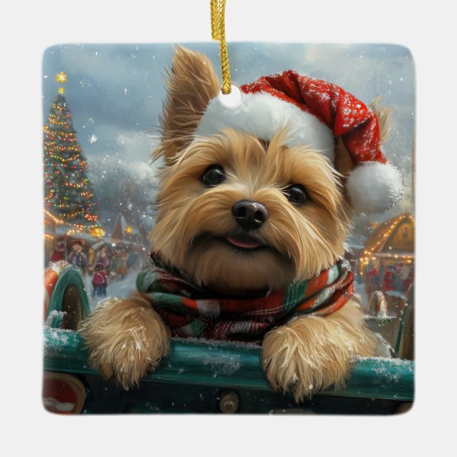 Cairn Terrier Dog Roller Untersetzer Weihnachten Keramikornament (Vorderseite)