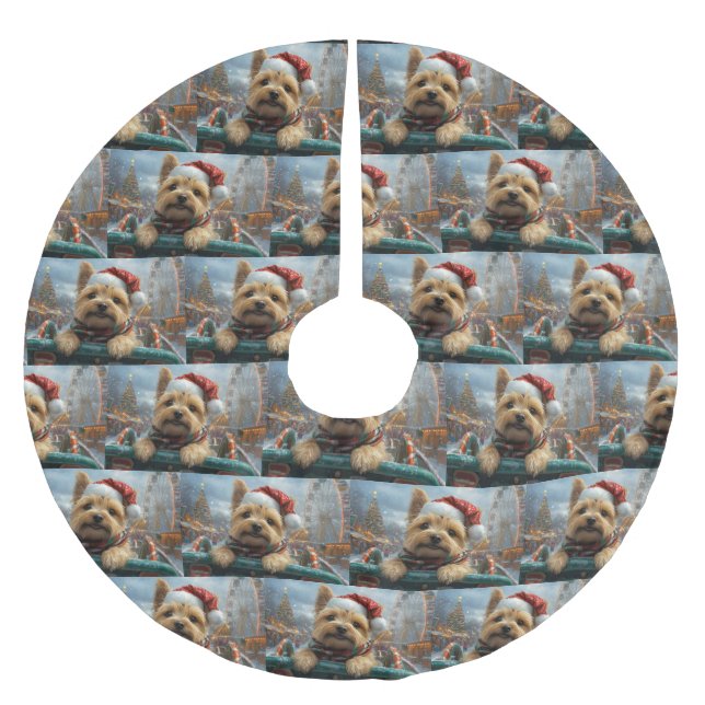 Cairn Terrier Dog Roller Untersetzer Weihnachten Polyester Weihnachtsbaumdecke (Vorderseite)