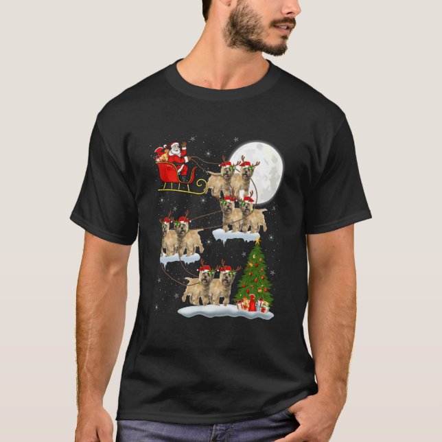 Cairn Terrier Dog Santa Sleigh Flying Funny Christ T-Shirt (Vorderseite)