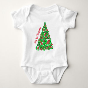 Cairn Terrier Dog Silhouette Christbaum Rot Baby Strampler