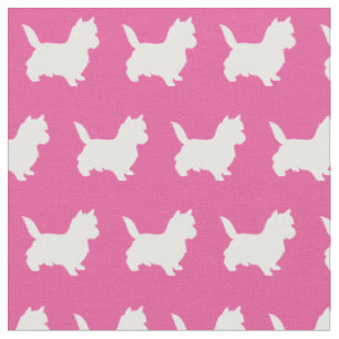Cairn Terrier Dog Silhouette Pet Pink Stoff
