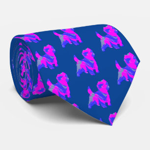 Cairn Terrier Dog Silhouette Rosa & Blau Krawatte