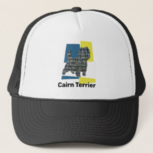 Cairn Terrier Dog Silhouette Tricolor Grid Truckerkappe