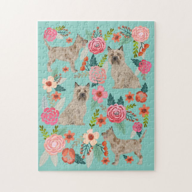 Cairn Terrier Dog Vintag Florals Puzzle (Vertikal)