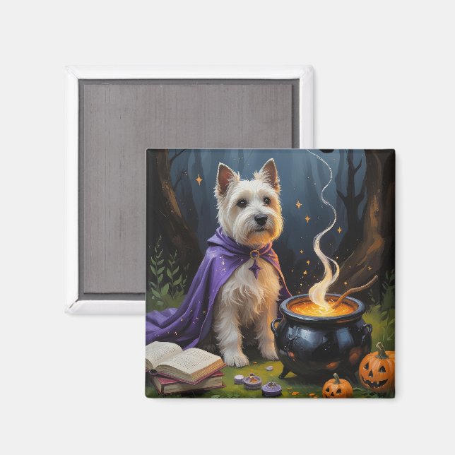 Cairn Terrier Dog Whimsical Halloween Malerei Magnet (Vorderseite/Rückseite)