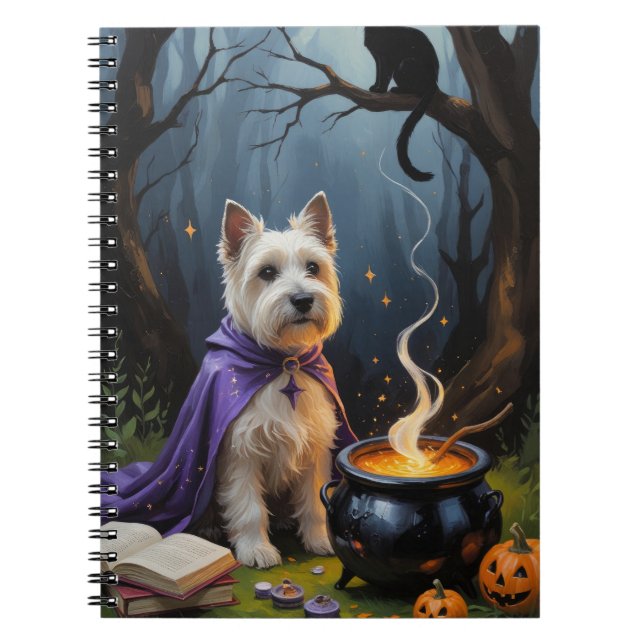 Cairn Terrier Dog Whimsical Halloween Malerei Notizblock (Vorderseite)