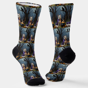 Cairn Terrier Dog Whimsical Halloween Malerei Socken