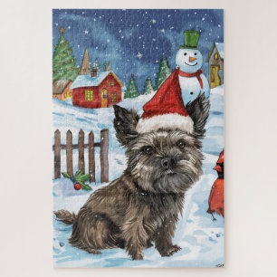 Cairn Terrier Dog Winter Wonderland Weihnachtsfreu Puzzle
