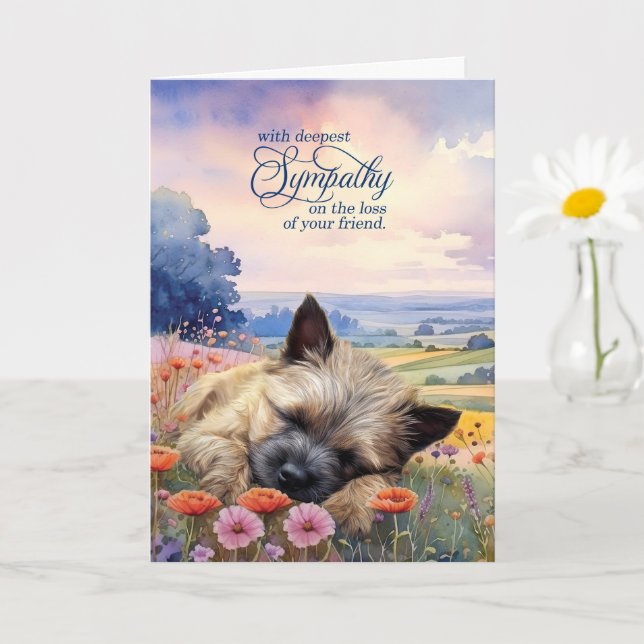 Cairn Terrier Dog with Wildflowers Pet Sympathy Karte (Kleine Pflanze)