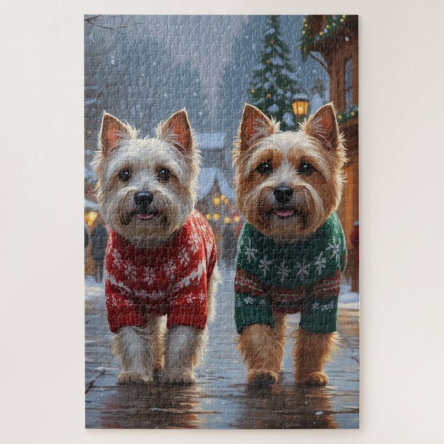 Cairn Terrier Dogs Christmas Snow Holiday  Puzzle (Vertikal)